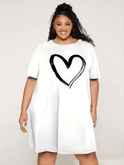  Heart Print Comfort T-shirt Dress