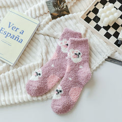 Animal Pattern Plush Socks Soft Mid Tube Socks Women's Stockings