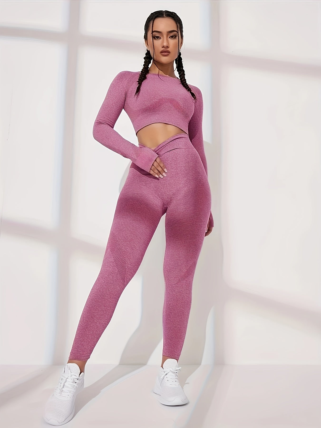 Sporty Set Round Neck Backless Top & High Waist Running Pant Sports Suit
