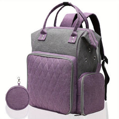 Gray Purple Crochet Storage Backpack Large Yarn Storage Organizer