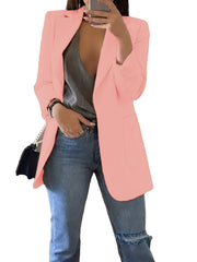  Casual Blazer Women's Solid Long Sleeve Suit Coat