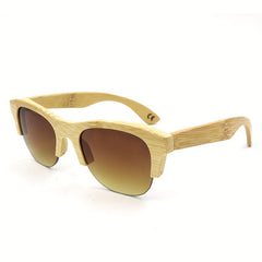 Retro Bamboo Temple Semi Rimless Sunglasses UV400 Sun Shades