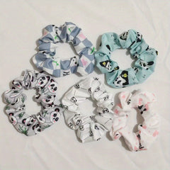 5pcs Large Cartoon Pattern Scrunchie Hair Tie Hair Rope Female Hair Accessories