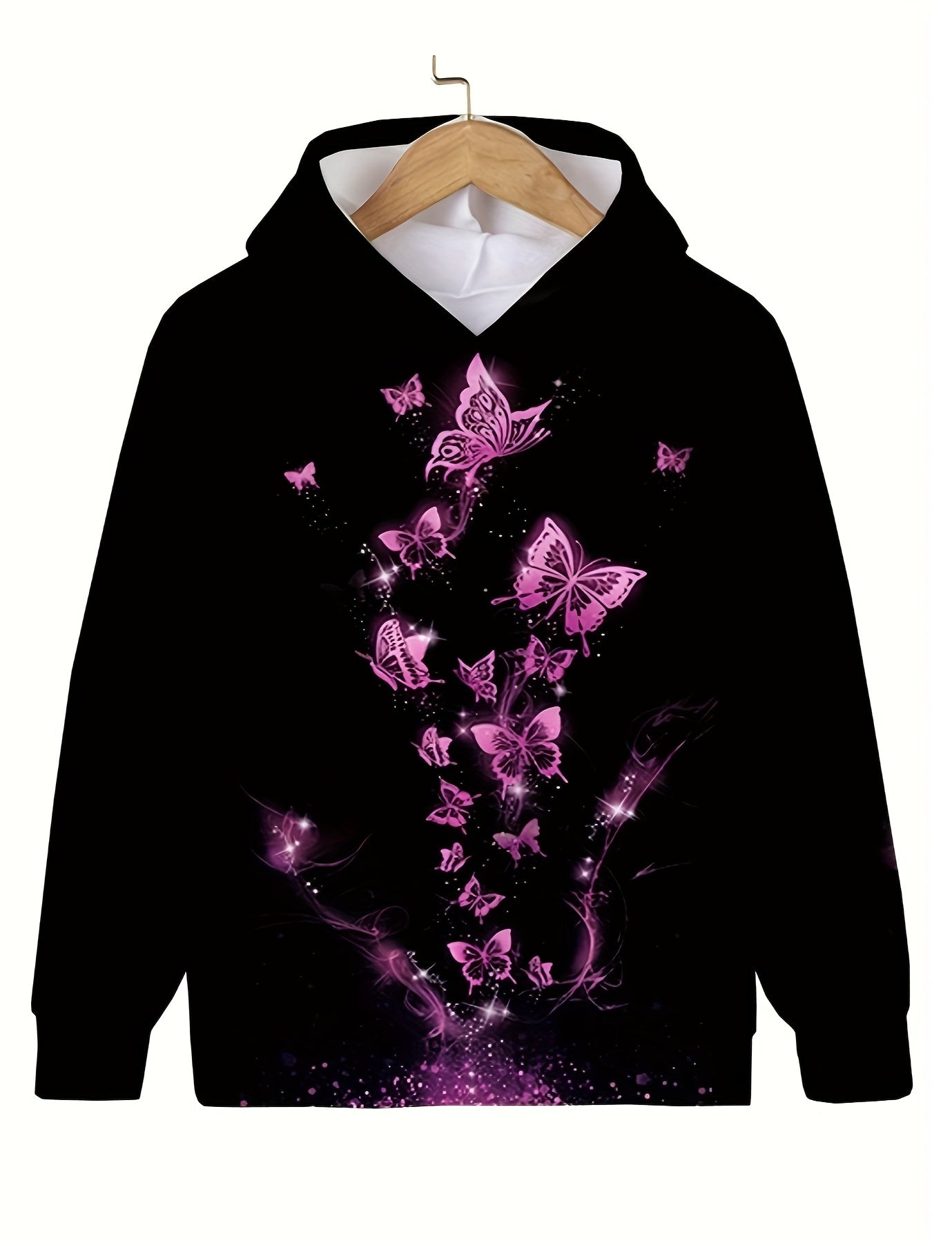 Butterfly Graphic Hooded Sweatshirt Long Sleeve Pullover Hoodies