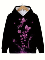 Butterfly Graphic Hooded Sweatshirt Long Sleeve Pullover Hoodies