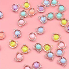 10pcs 20mm Acrylic Bear Head Beads Straight Hole Colored Medium Beads