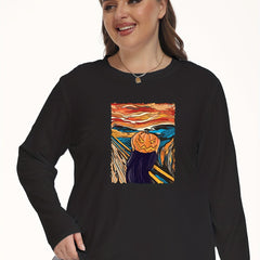  Halloween Pumpkin Print Long Sleeve Pajama Top