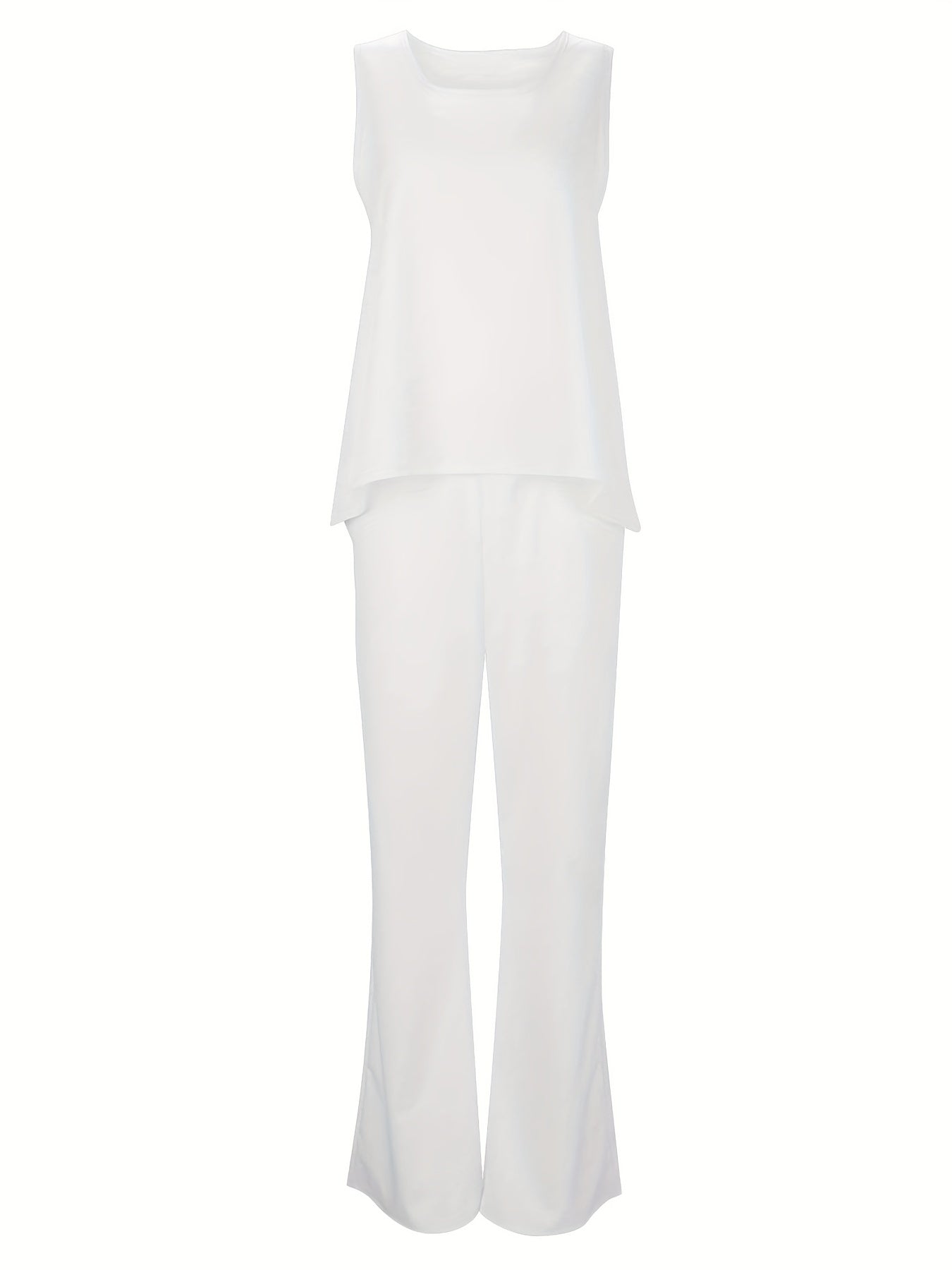  Solid Tank Top & Wide Leg Pants Set