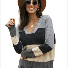  Punk Sweater V Neck Fringe Jumper