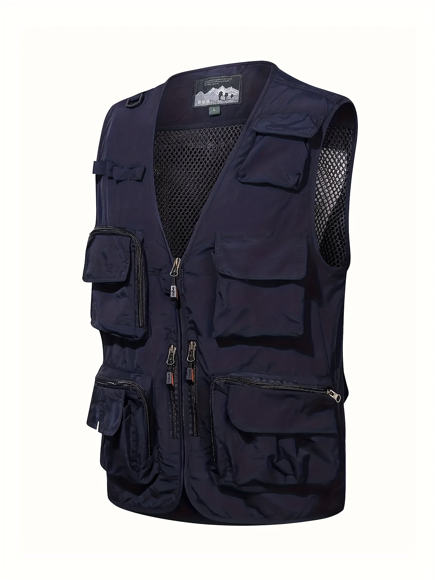 Men's Cargo Vest V Neck Zip Up Outwear