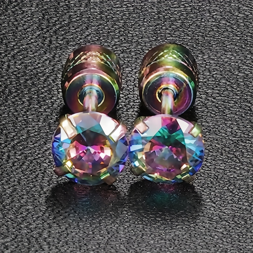 Double Sided Faux Diamond Stud Earrings for Men