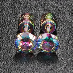 Double Sided Faux Diamond Stud Earrings for Men