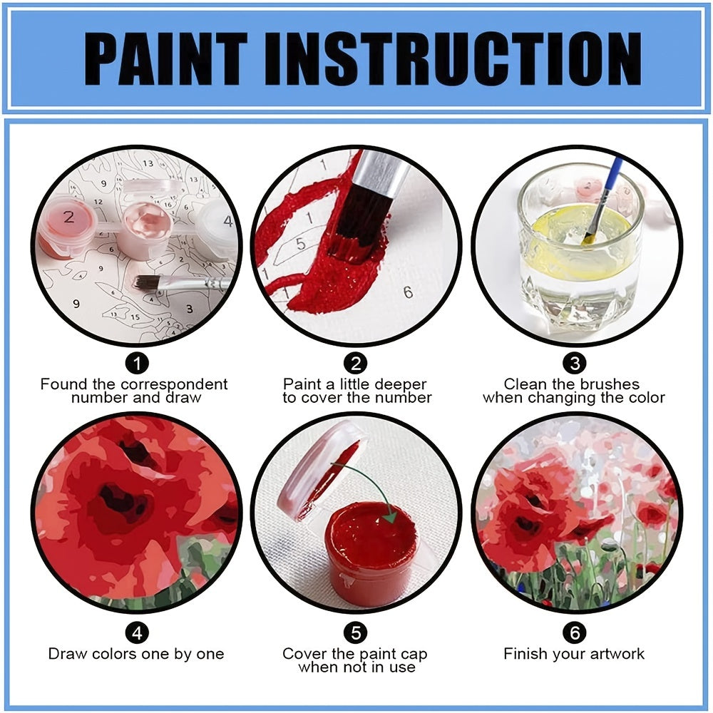 Flower And Cow Painting By Numbers Acrylic Kit