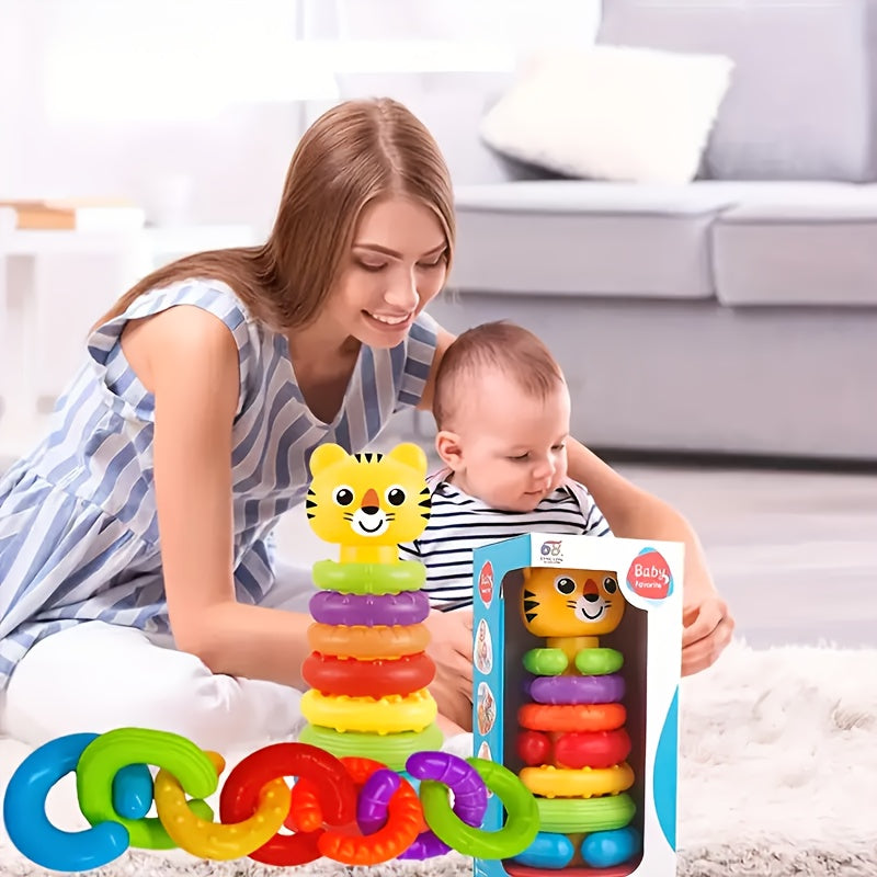 Colorful Stacking Educational Toy for Toddlers with Animal Prints