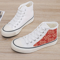 Merry Christmas Plush Lined Chunky Canvas Sneakers