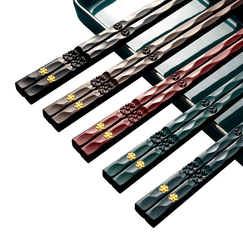 5 Pairs Japanese Fiberglass Chopsticks Non-slip 9.57 In