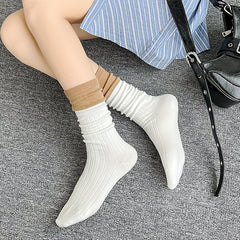 3 Pairs Colorblock Crew Socks Women's Stockings