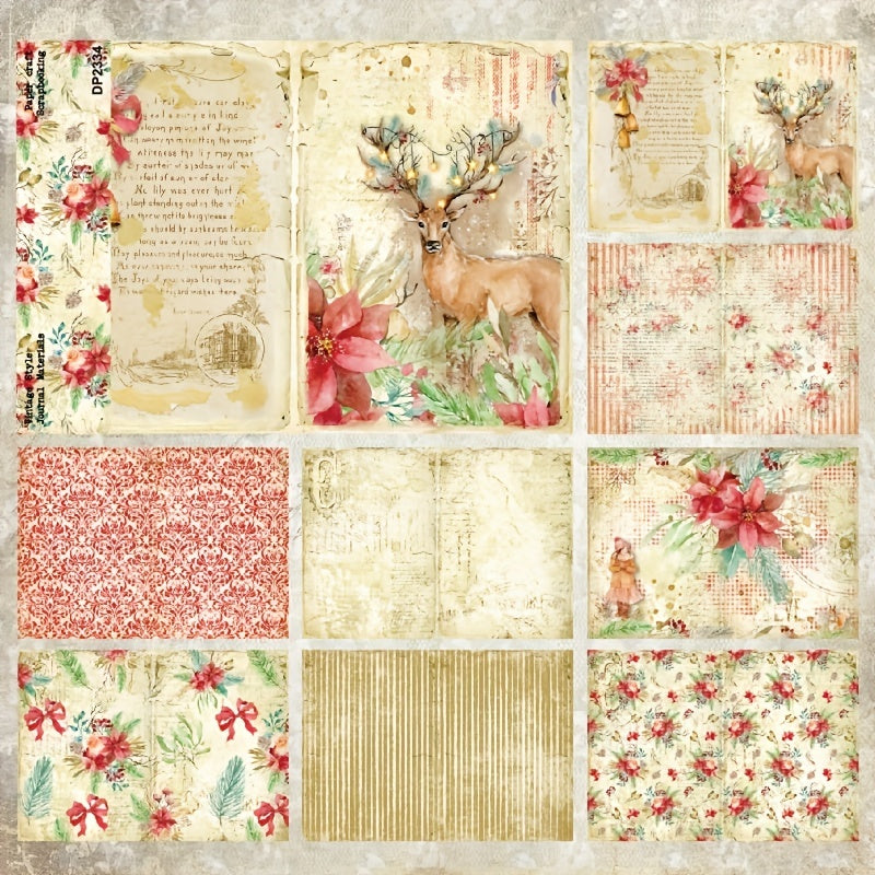 8pcs Christmas Style Reindeer Poinsettia Red Bowknot DIY Craft