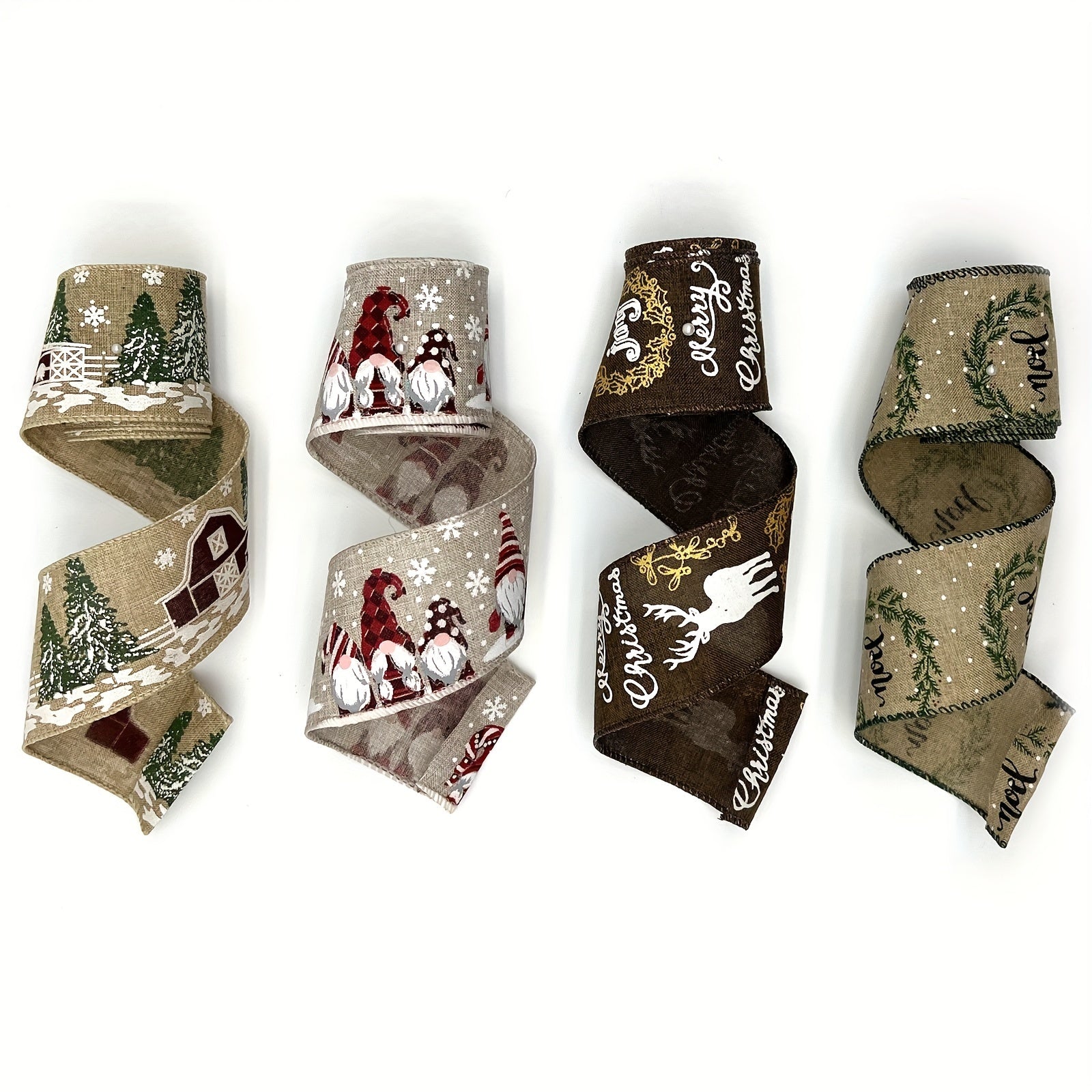 4.57m Christmas Wired Edge Ribbon Rustic Farmhouse Tree Craft Ribbon