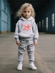 2pcs Cartoon Piggy Print Hoodies Pants Set For Kids Spring Fall Sports
