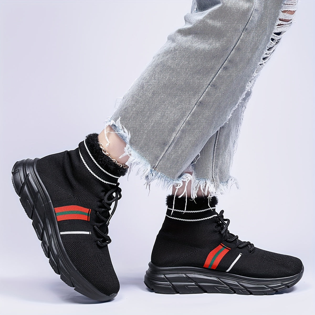 Women's Mesh Winter Sports Sneakers Lightweight Plush Thermal Running Shoes