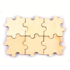50pcs 40mm Wooden Puzzle Blocks DIY Kids Crafts Painting Decorating