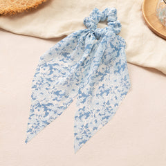 Floral Scarf Scrunchies Hair Ties With Ribbons