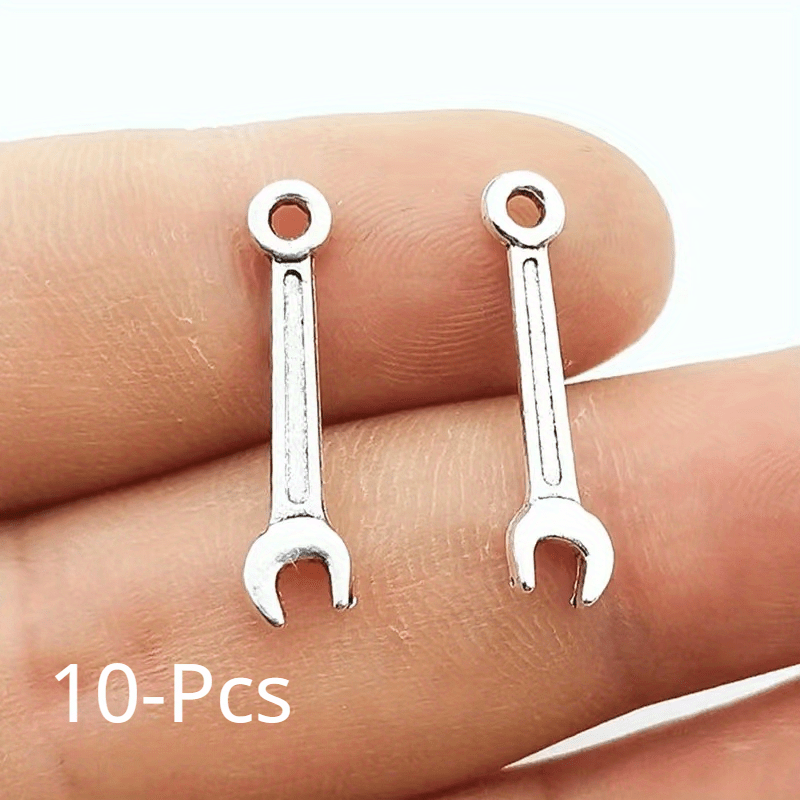 10pcs Mini Tool Serrated Wrench Hammer Head Pendant DIY Jewelry Making