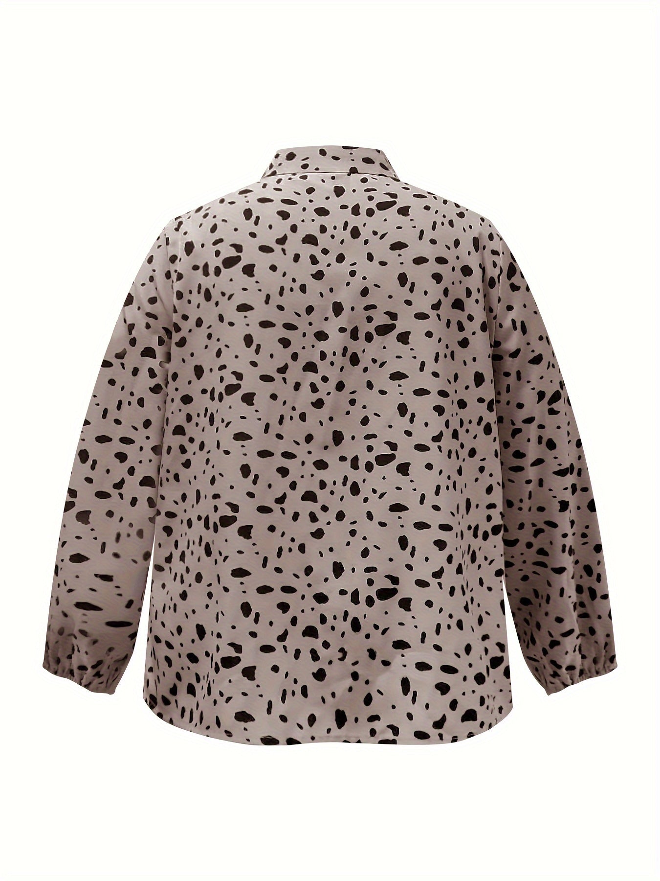  Dalmatian Print Lantern Sleeve Blouse