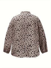  Dalmatian Print Lantern Sleeve Blouse