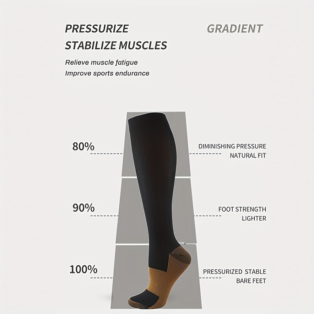 3 Pairs Copper Compression Socks for Women and Men - Circulation Support