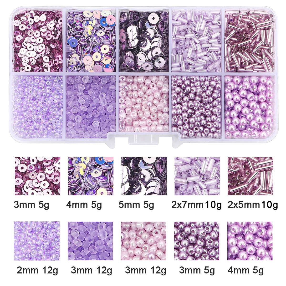 10 Grids Rice Bead Sequins Pearl Material Pack 1 Box