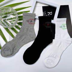 3 Pairs Mid Tube Socks Casual Sporty Breathable Crew Length Women's Stockings