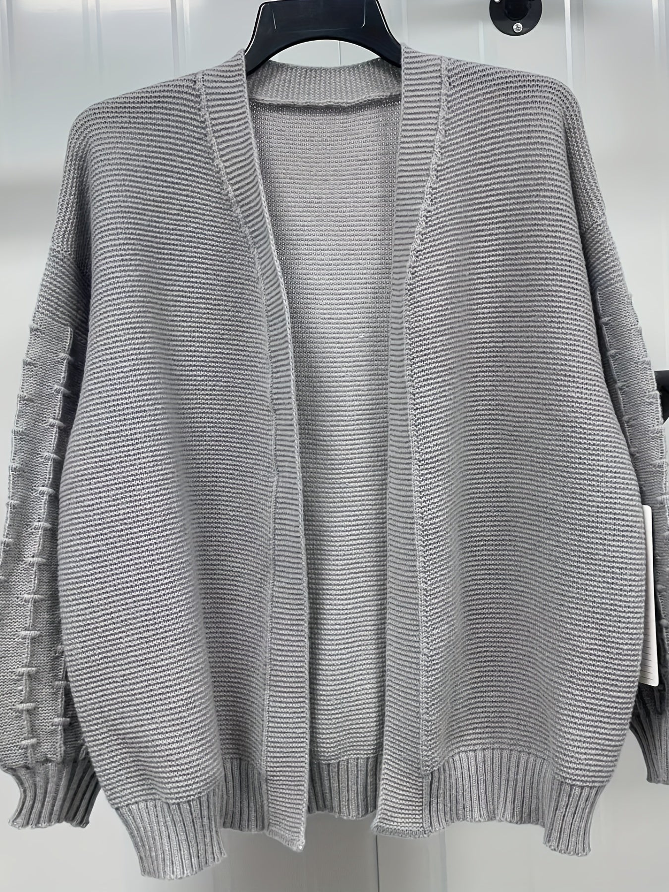  Solid Lantern Sleeve Open Front Cardigan