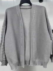  Solid Lantern Sleeve Open Front Cardigan
