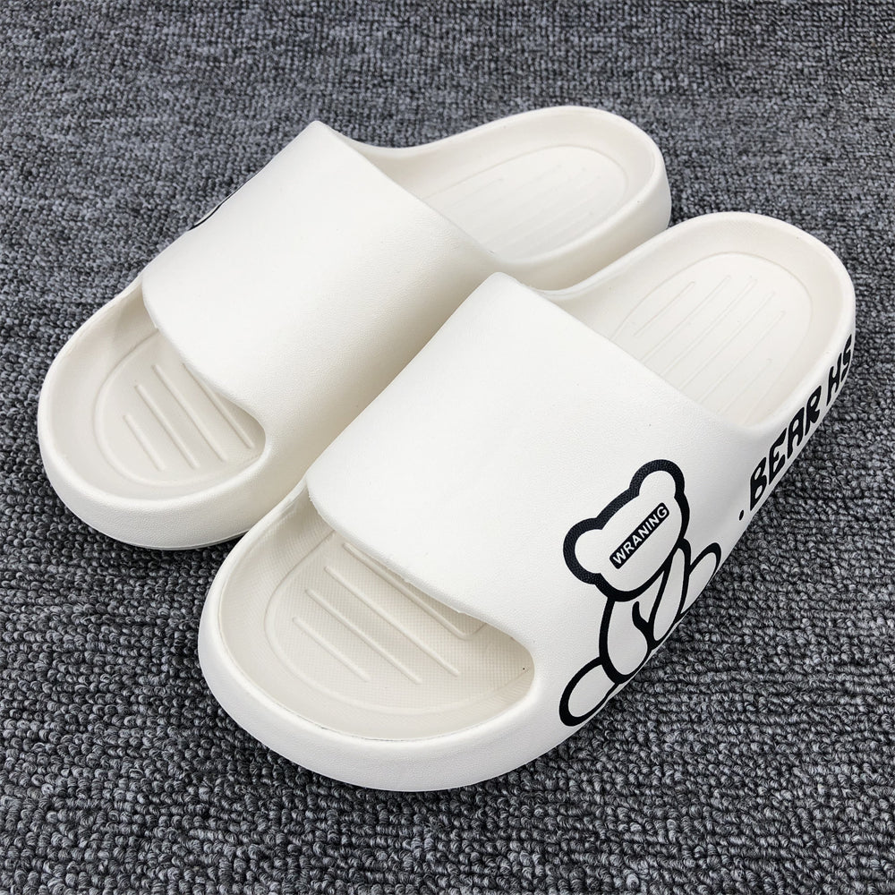 Men's Cartoon Bear Cloud Slides Pillow Slippers Lightweight Shoes