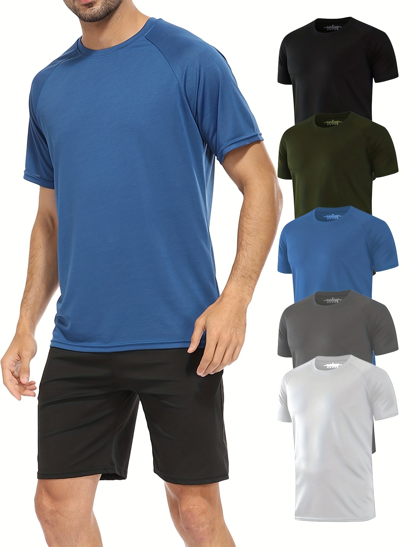 HOPLYNN Men's Short Sleeve Crew Neck T Shirts 5-Pack