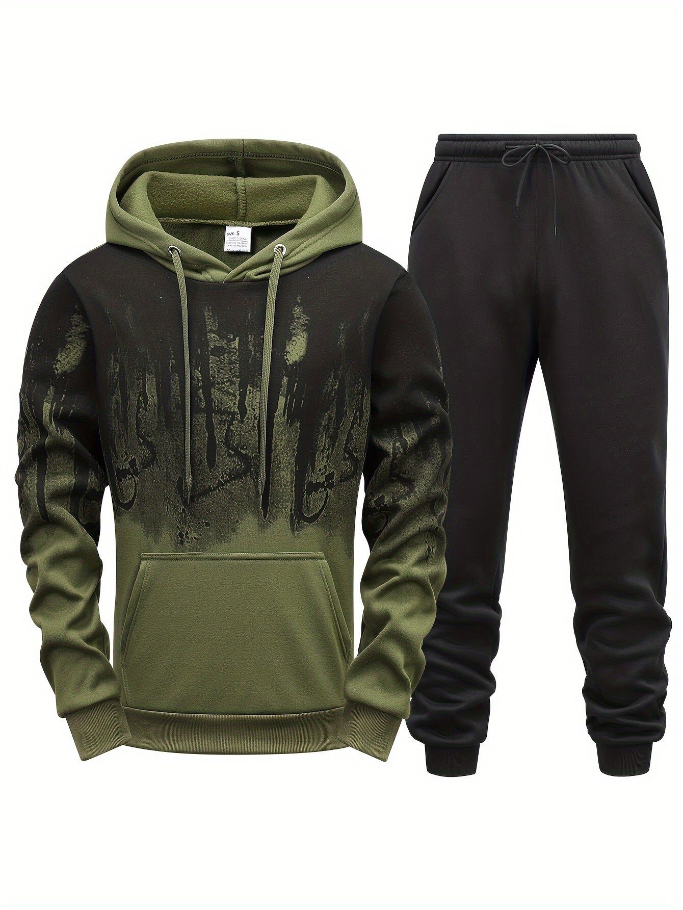 Gradient Print Men's 2pcs Outfit: Hoodie & Sports Trousers