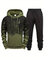 Gradient Print Men's 2pcs Outfit: Hoodie & Sports Trousers
