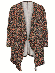  Ditsy Print Long Sleeve Open Front Cardigan