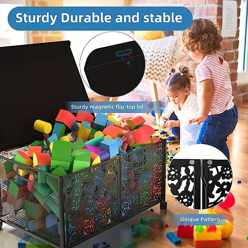 Large Toy Storage Box On Wheels Foldable Plastic Organizer