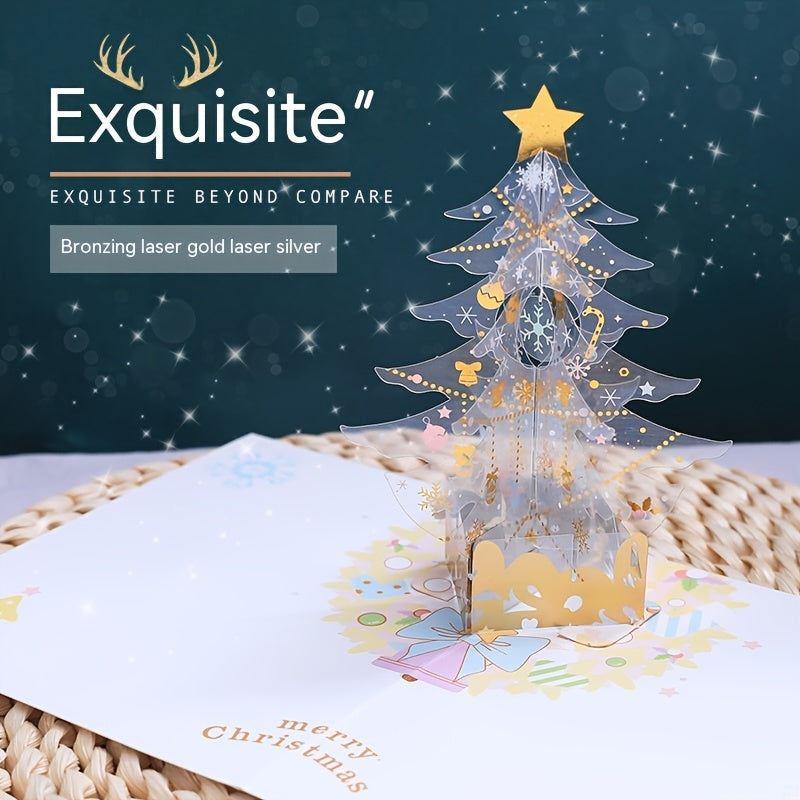 3D Christmas Card Crystal Christmas Tree Holiday Blessing