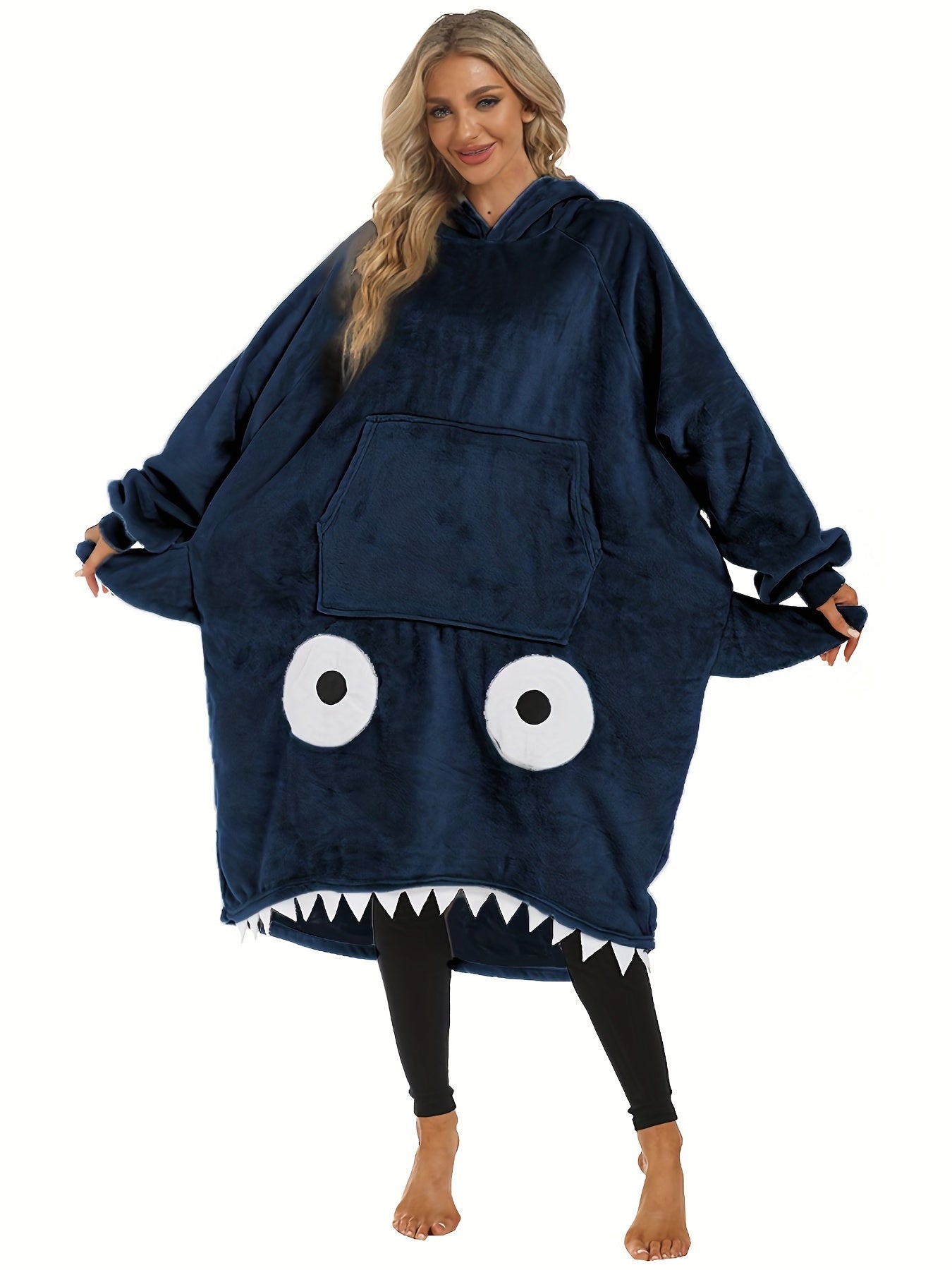  Shark Pattern Cozy Robe Wearable Blanket