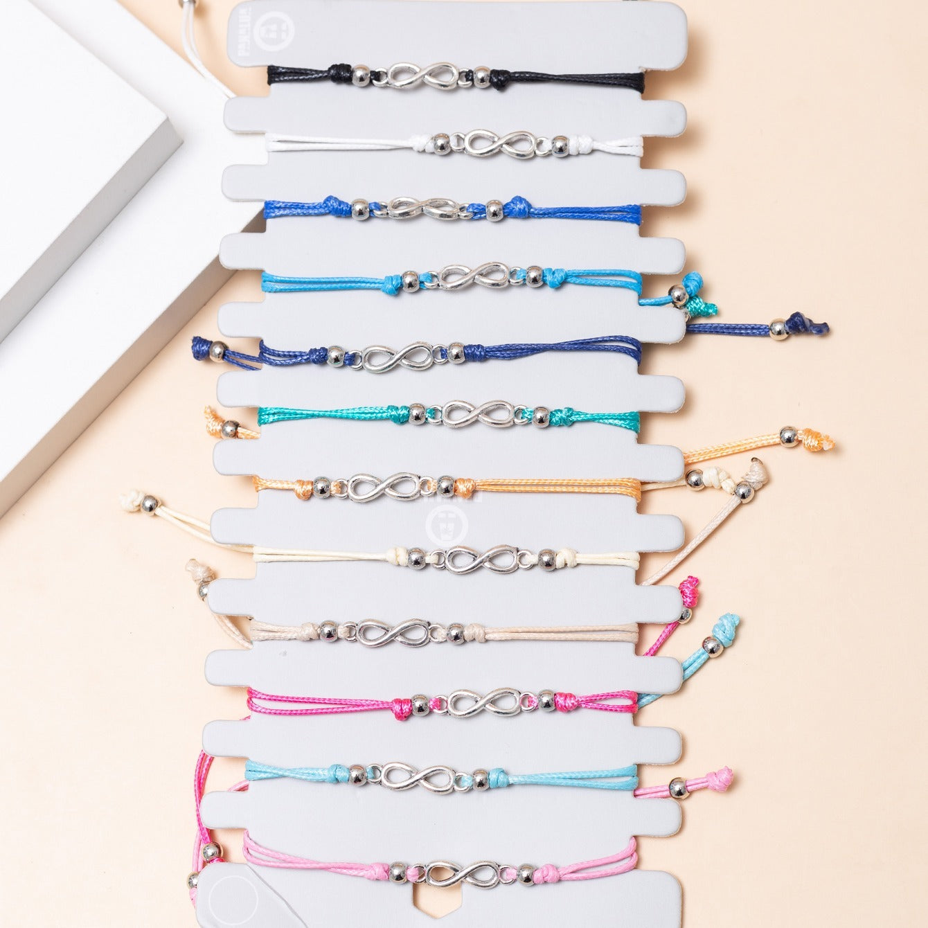 12 Pcs Bohemian Antique Silver Infinity Cord Bracelets