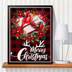 Flower Wreath Red Sparrow Pattern Canvas Painting Poster Print