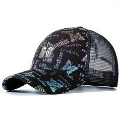 Butterfly Embroidery Trucker Hat Hot Stamping Dad Hat Adjustable