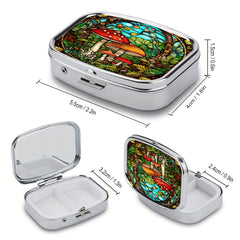 Mushroom Garden Portable Pill Box with 1 Compartment & 2 Dividers