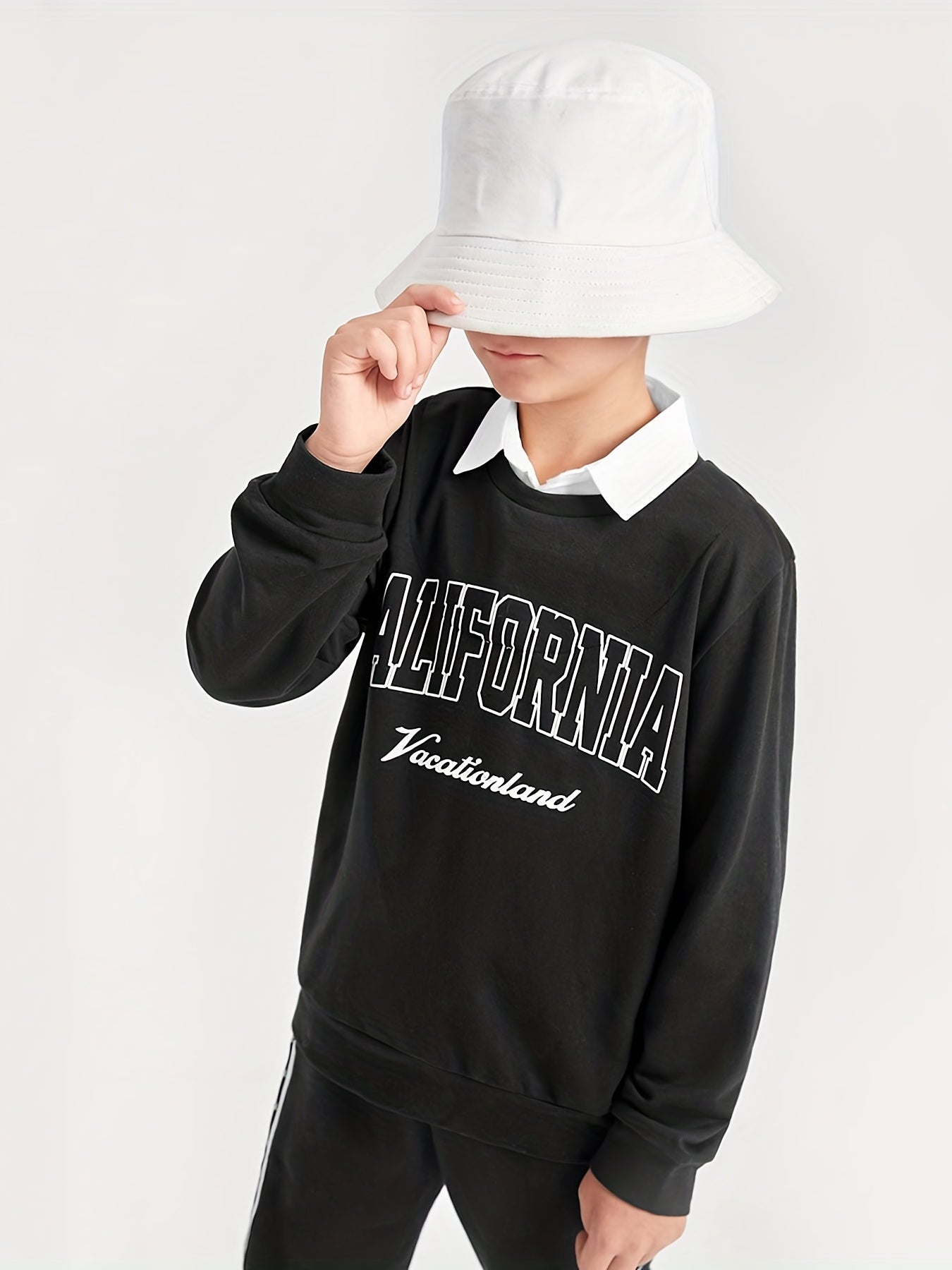 CALIFORNIA Boys Letter Print Pullover Sweatshirt