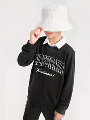 CALIFORNIA Boys Letter Print Pullover Sweatshirt