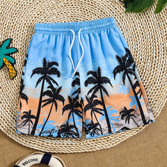 Boys Swim Trunks Coconut Tree Print Beach Pants